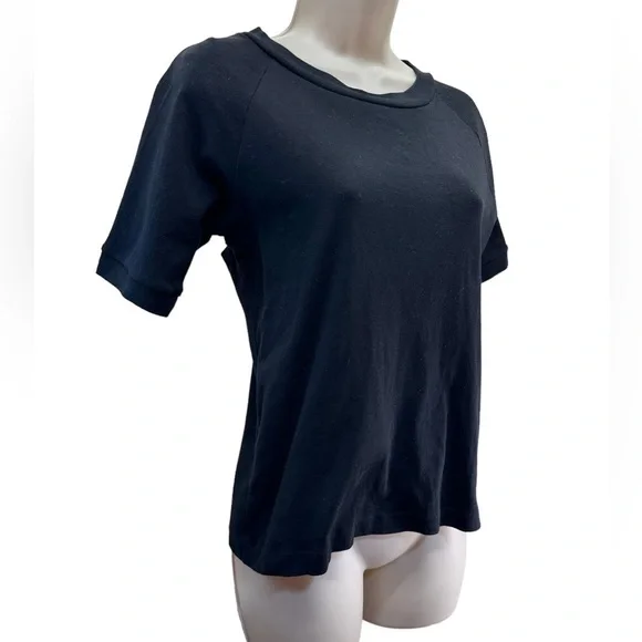 Zero + Maria Cornejo Black Half sleeve fitted crewneck tshirt top